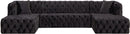 Coco Black Velvet 3pc. Sectional (3 Boxes)