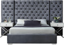 Grande Grey Velvet King Bed (3 Boxes)