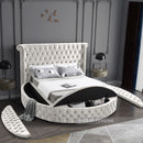 Luxus Cream Velvet Queen Bed (3 Boxes)