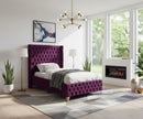 Savan Purple Velvet Twin Bed