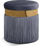 Yasmine Grey Velvet Ottoman/Stool