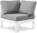 Nizuc Grey Waterproof Fabric Outdoor Patio Aluminum Corner Chair