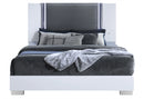 Ylime Smooth White Bed with LED Fully Slatted