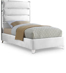 Zuma White Velvet Twin Bed