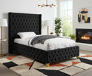 Savan Black Velvet Twin Bed