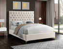 Cruz Cream Velvet Queen Bed