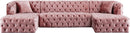 Coco Pink Velvet 3pc. Sectional (3 Boxes)