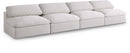 Serene Cream Linen Fabric Deluxe Cloud Modular Armless Sofa