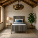 Zara Grey Velvet Twin Bed (3 Boxes)