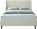 Eva Cream Velvet Queen Bed