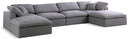 Serene Grey Linen Fabric Deluxe Cloud Modular Sectional
