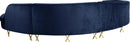 Serpentine Navy Velvet 3pc. Sectional