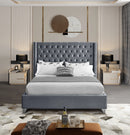 Aiden Grey Velvet Queen Bed