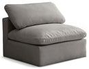 Plush Grey Velvet Standard Cloud Modular Armless Chair