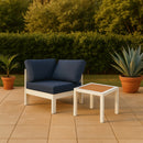 Nizuc Navy Waterproof Fabric Outdoor Patio Aluminum Corner Chair