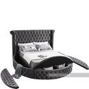 Luxus Grey Velvet Queen Bed (3 Boxes)