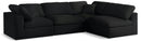 Serene Black Linen Fabric Deluxe Cloud Modular Sectional