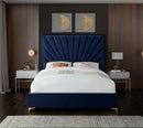 Eclipse Navy Velvet Queen Bed