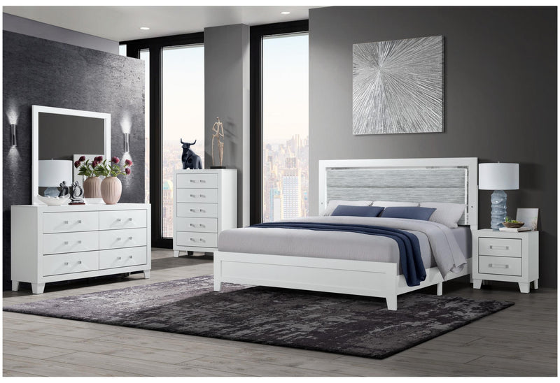 LUCCIA WHITE QUEEN BED GROUP WITH LED