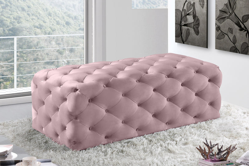 Casey Pink Velvet Ottoman/Bench