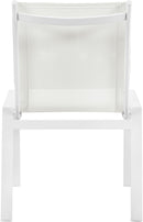 Nizuc White Mesh Waterproof Fabric Outdoor Patio Aluminum Mesh Dining Chair