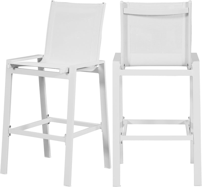 Nizuc White Mesh Waterproof Fabric Outdoor Patio Aluminum Mesh Barstool image