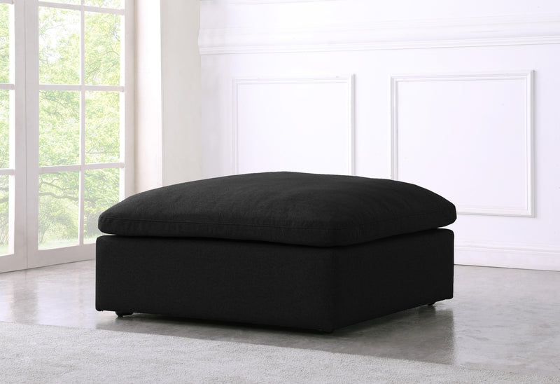 Serene Black Linen Fabric Deluxe Cloud Ottoman