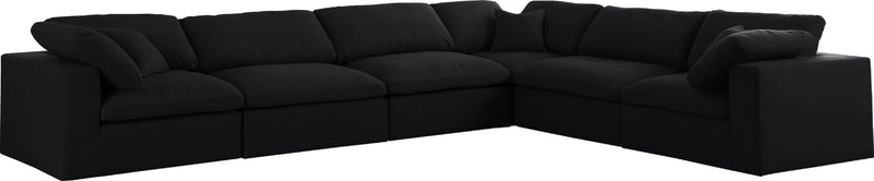 Serene Black Linen Fabric Deluxe Cloud Modular Sectional