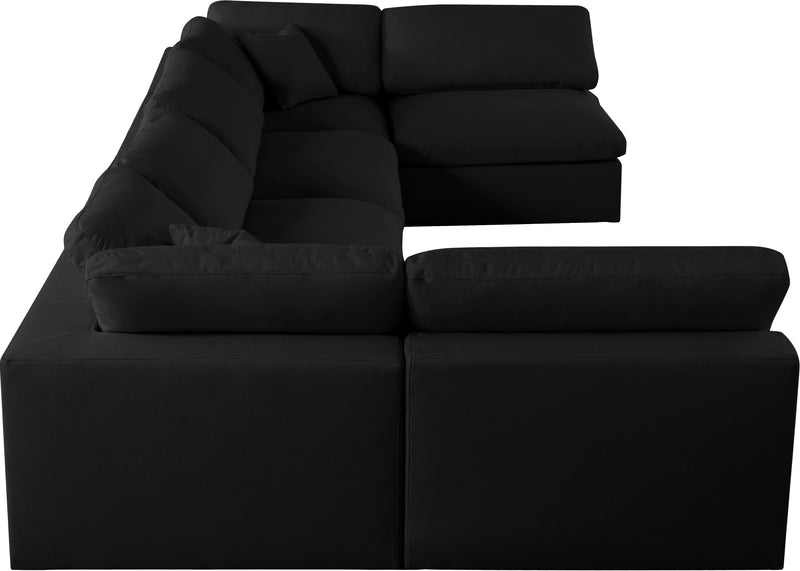 Serene Black Linen Fabric Deluxe Cloud Modular Sectional