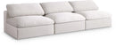 Serene Cream Linen Fabric Deluxe Cloud Modular Armless Sofa