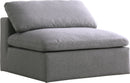 Serene Grey Linen Fabric Deluxe Cloud Armless Chair