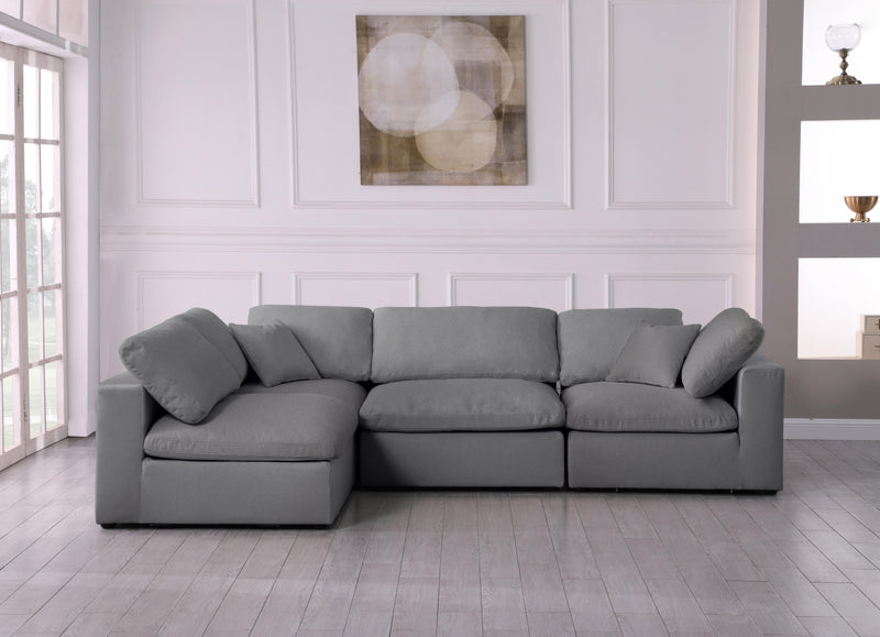 Serene Grey Linen Fabric Deluxe Cloud Modular Sectional