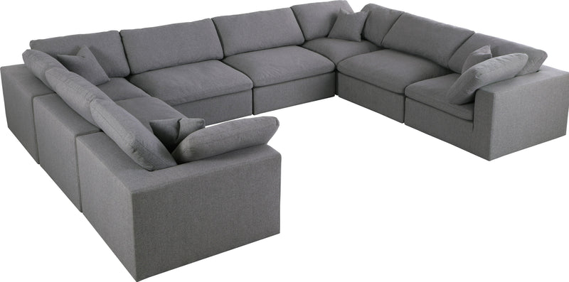 Serene Grey Linen Fabric Deluxe Cloud Modular Sectional