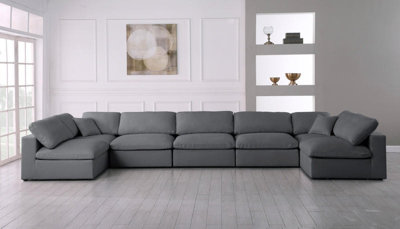 Serene Grey Linen Fabric Deluxe Cloud Modular Sectional