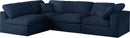 Serene Navy Linen Fabric Deluxe Cloud Modular Sectional