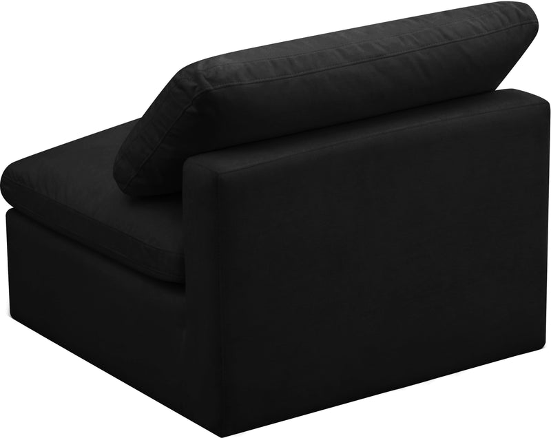 Plush Black Velvet Standard Cloud Modular Armless Chair