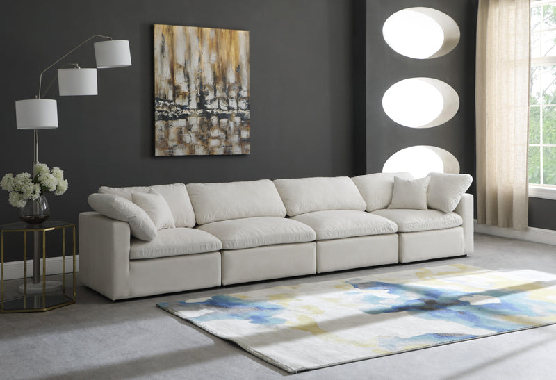 Plush Cream Velvet Standard Cloud Modular Sofa