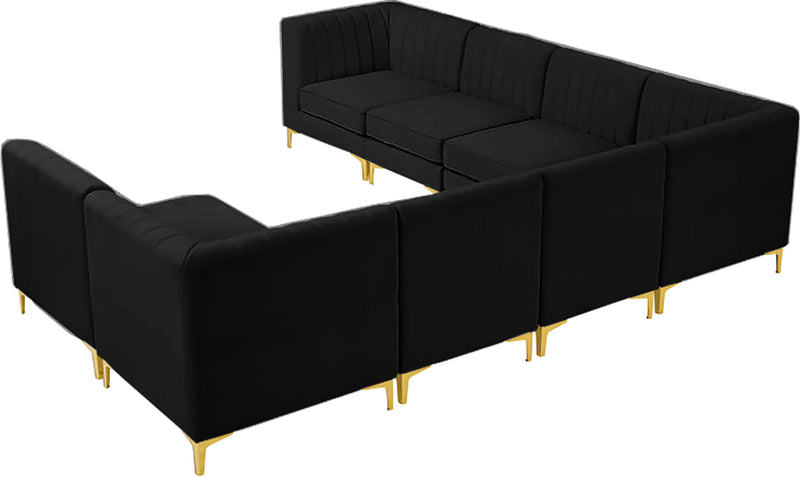 Alina Black Velvet Modular Sectional