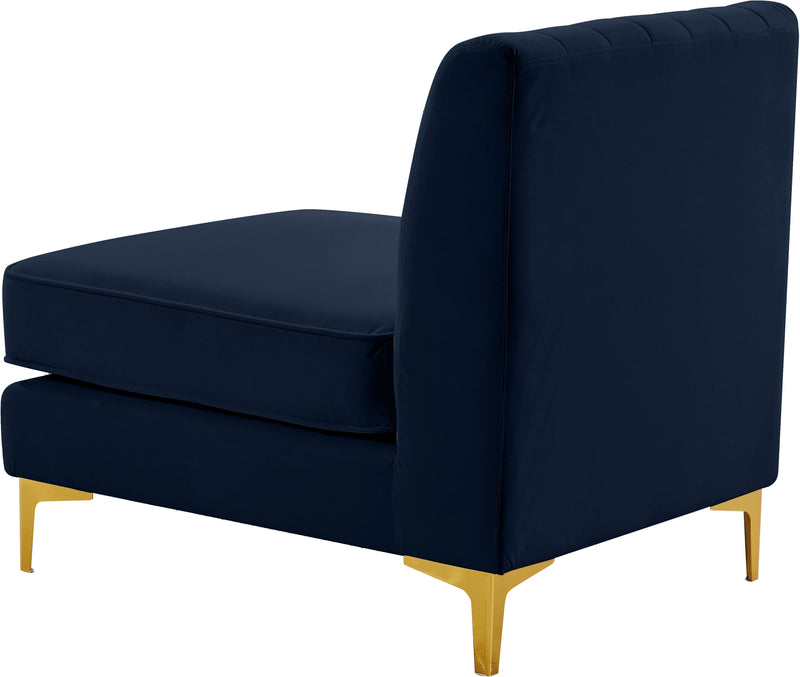 Alina Navy Velvet Armless Chair