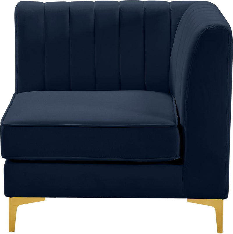 Alina Navy Velvet Corner Chair