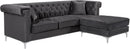 Damian Grey Velvet 2pc. Reversible Sectional
