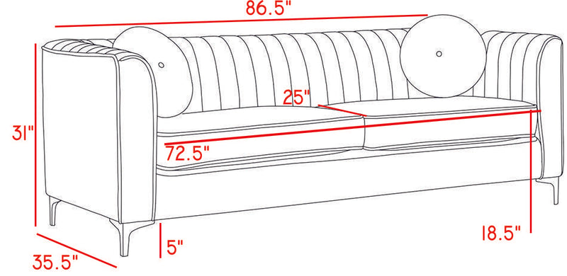 Isabelle Grey Velvet Sofa