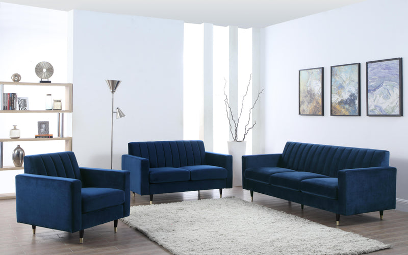 Lola Navy Velvet Loveseat