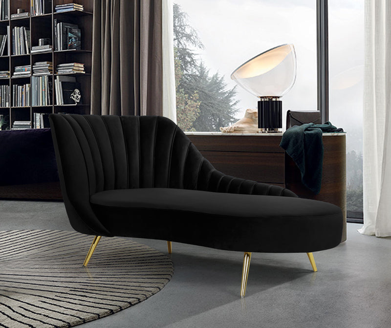 Margo Black Velvet Chaise