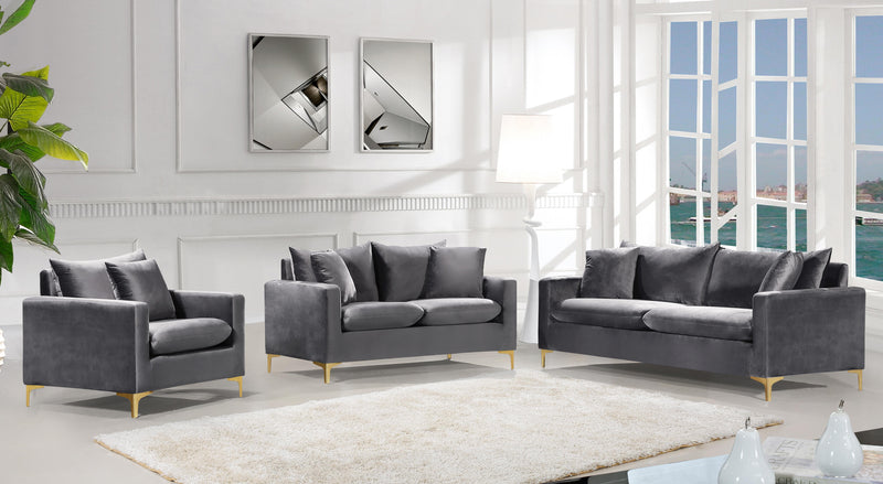 Naomi Grey Velvet Sofa