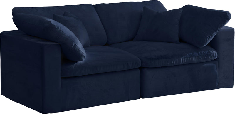 Cozy Navy Velvet Cloud Modular Sofa