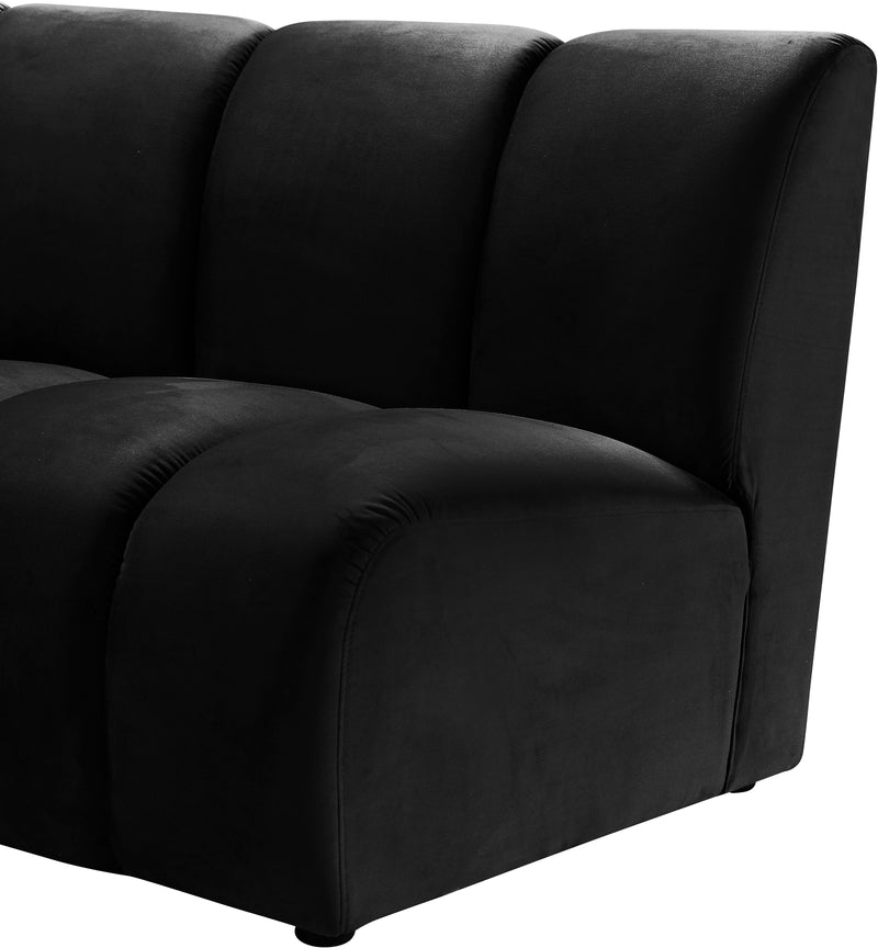 Infinity Black Velvet 5pc. Modular Sectional