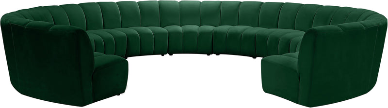 Infinity Green Velvet 11pc. Modular Sectional