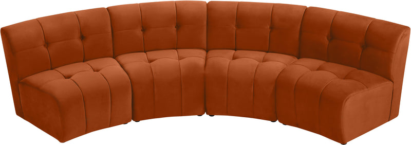 Limitless Cognac Velvet 4pc. Modular Sectional