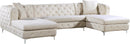 Gail Cream Velvet 3pc. Sectional